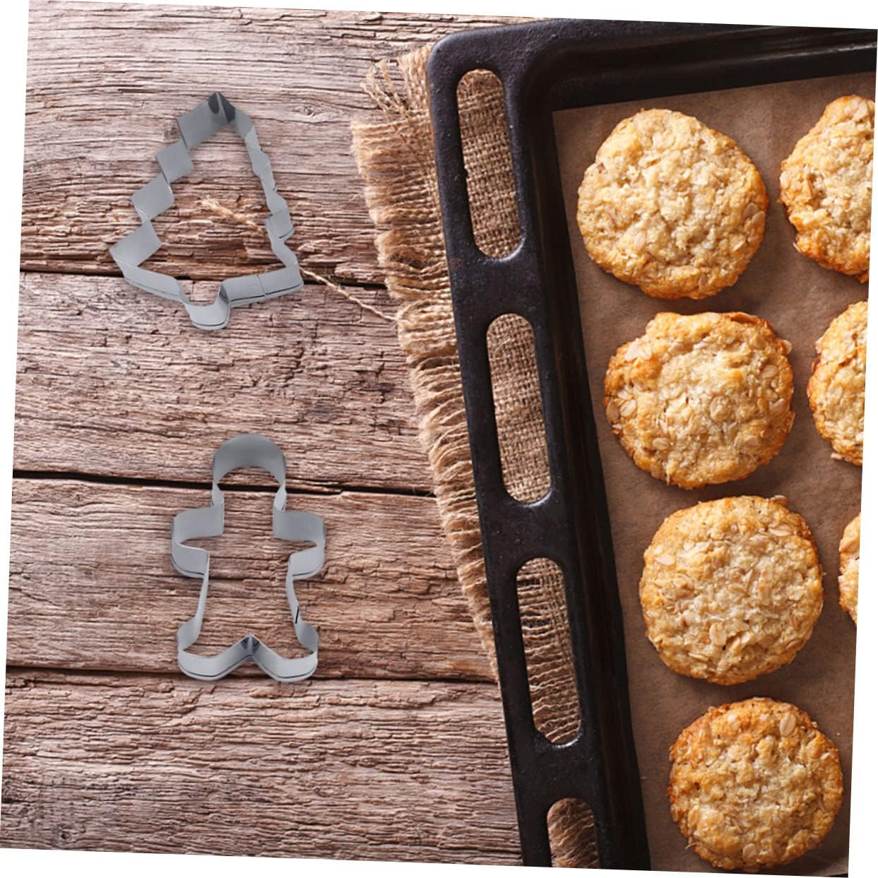 6Pcs Stainless Steel Christmas Cookie Cutters Gingerbread Man Mold for Christmas Baking image number 3