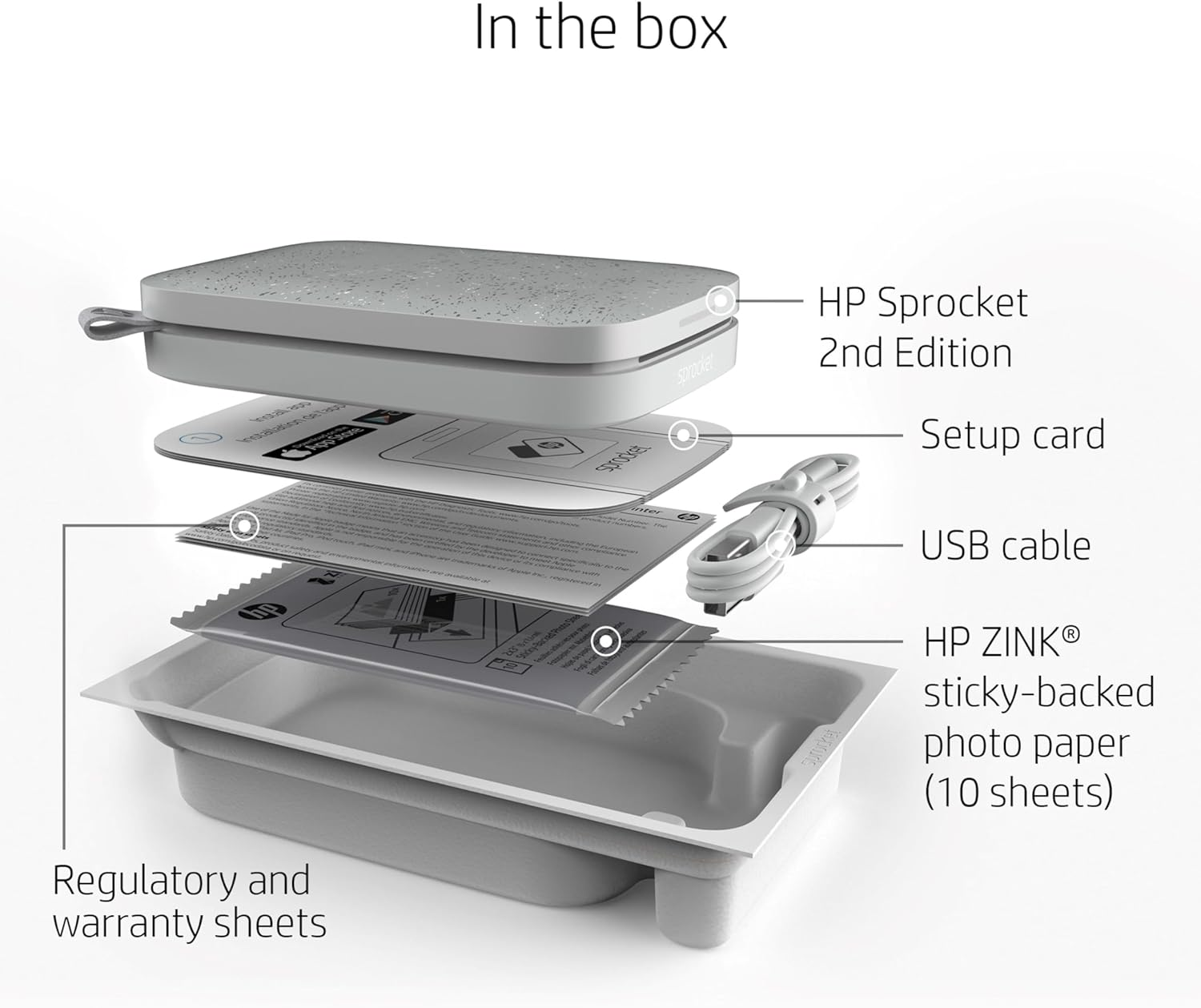 HP Sprocket 2 X 3 Inch Instant Printer for Smartphones - Portable, Wireless Colour Printer - Zinc Photo Paper with Adhesive Backing - Prints from Compatible Ios & Android Devices via Bluetooth App - image number 2