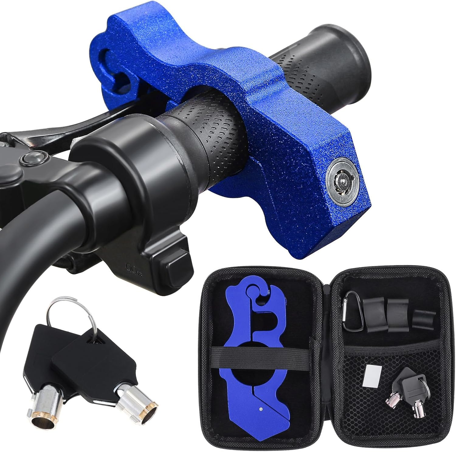 Windance Motorcycle Handlebar Grip Lock, Throttle Brake Lock anti Theft with Storage Box to Secure Your Motorcycle Bike ATV Moped Scooter (Black)