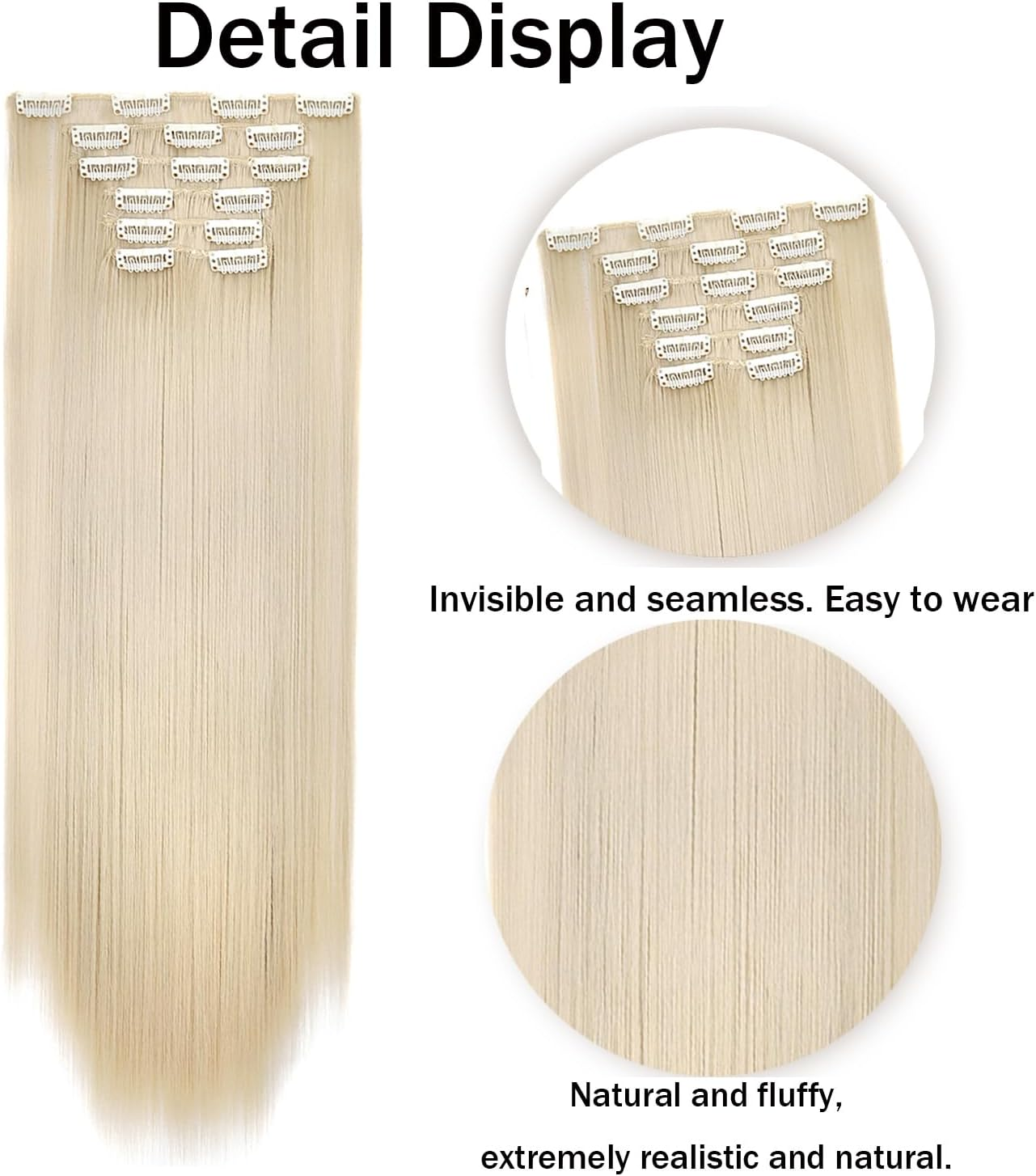 6Pcs Long Straight Black Clip in Hair Extensions for Women, Natural & Good Connectivity Hair Extensions Clip In,Straight Human Hair Clip in Extensions,24Inch (Light Brown) - Blonde Mix Brown image number 3