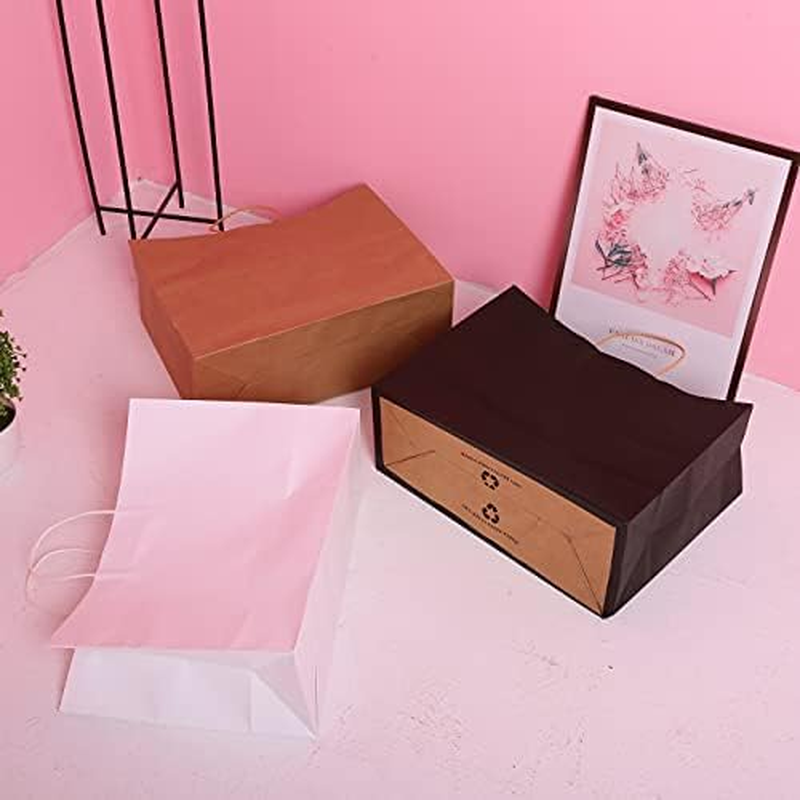 SHIPKEY 25Pack White Paper Bags, White Paper Bags with Handles, 40X15X30Cm Merchandise Bags, Retail Bags, Extra Large White Gift Bags (16X6X12 Inches) image number 1