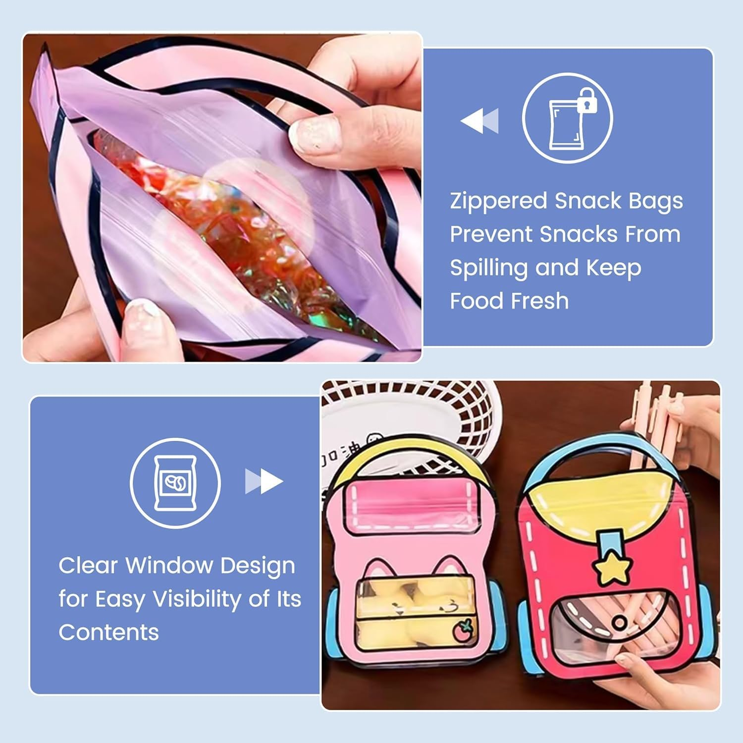 20 Pcs Reusable Party Favour Bags - Print with Handles | Ziplock Eco Goodie Bags for Birthdays, Beach Parties & Bush,Christmas Halloween Candy Bags image number 5