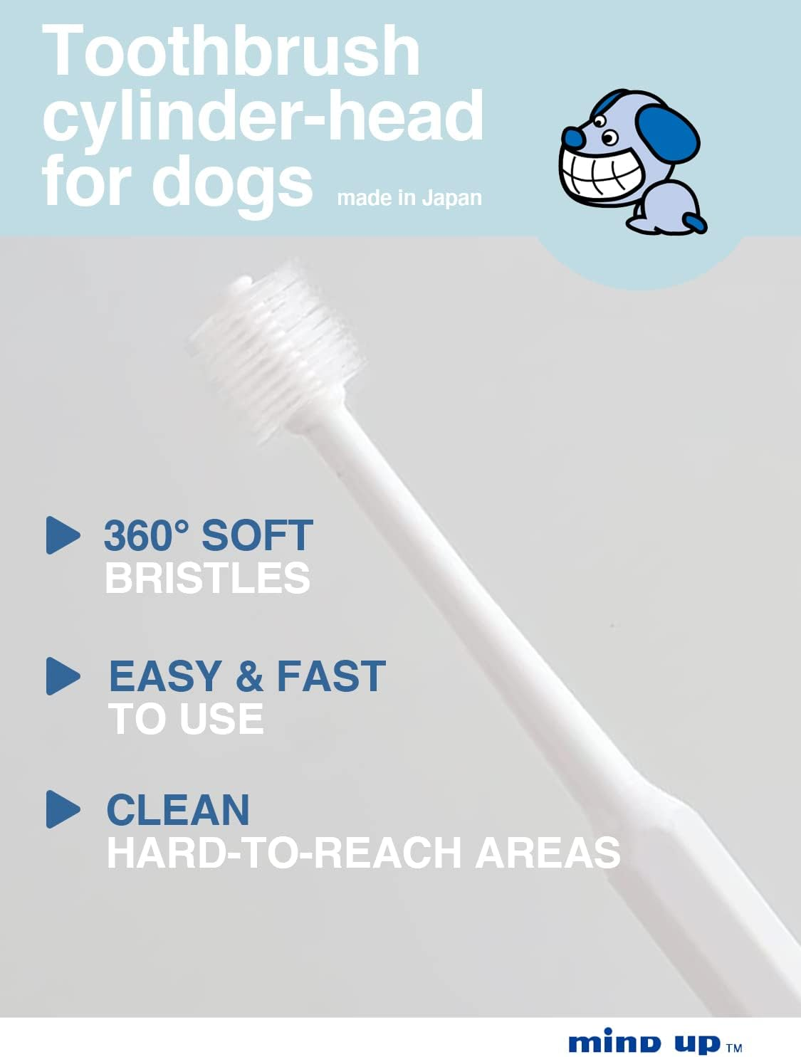 (Cylinder Head) - Toothbrush for Dogs Easy to Use Made in Japan Kenko Care by Mind Up