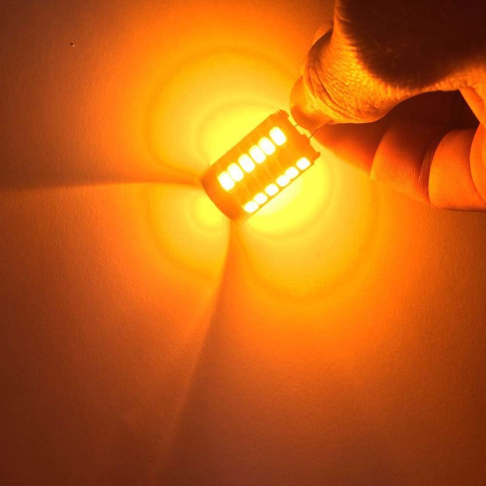 4Pcs Amber 1156 BA15S P21W 5630 33SMD Car LED Bulbs 900LM Super Bright LED Front and Rear Turn Signal Light 12-30V 3.6W