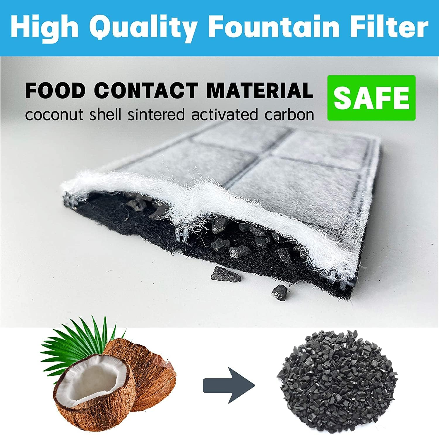 NEOUZA Premium Charcoal Water Filter Replacement Compatible with Drinkwell Platium Pet Fountain(8-Pack),And a Fountain Cleaning Kit image number 6