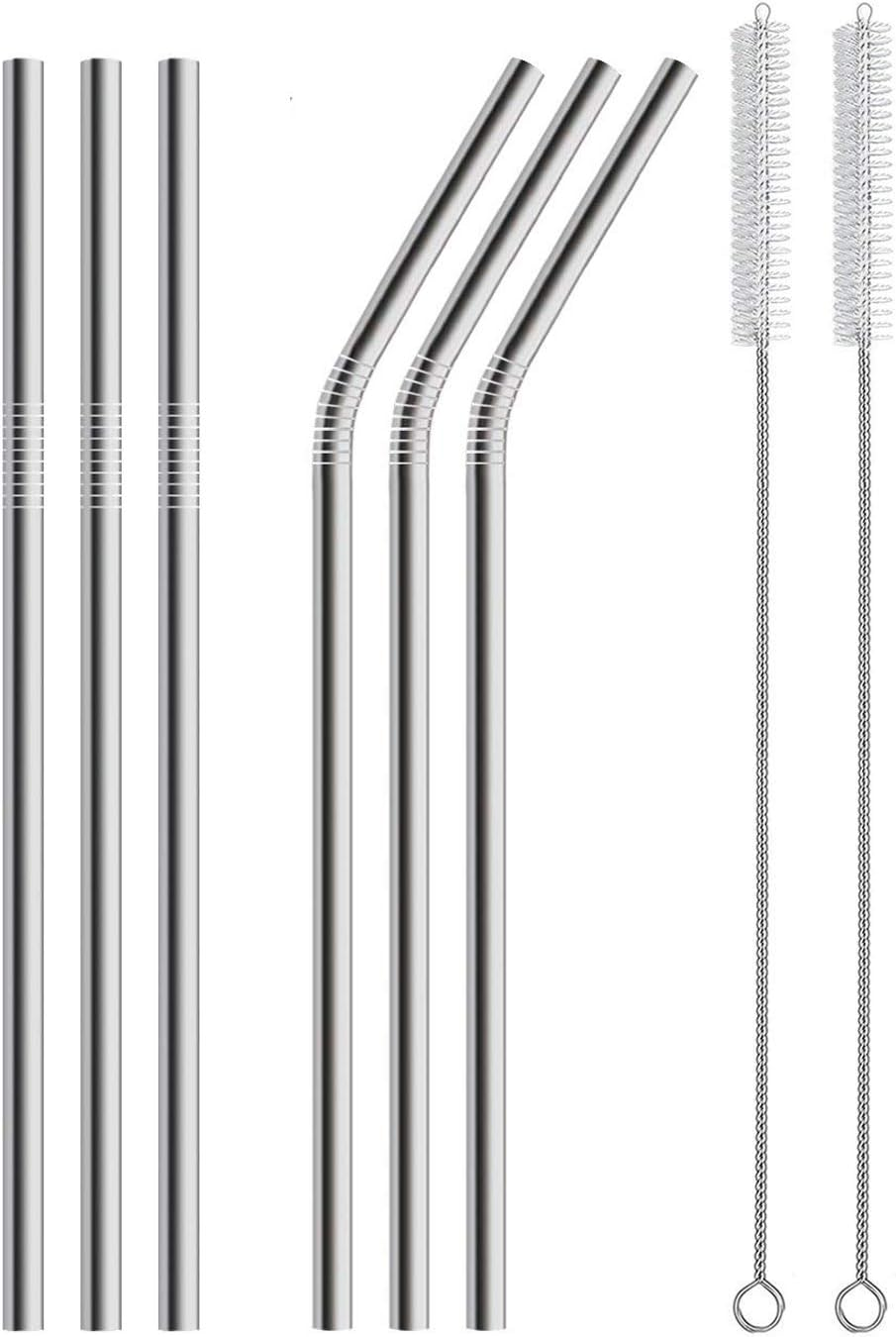 EKIND Stainless Steel Reusable Straight Drinking Straws and Cleaning Brush Set (Set of 4)