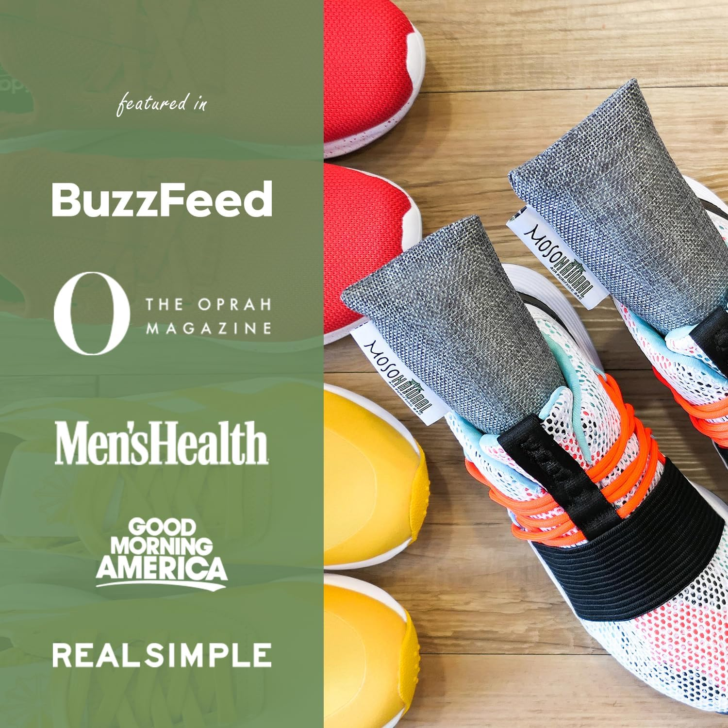 Moso Natural Shoe Deodorizer Insert | Charcoal Odor Absorber for Shoes, Boots, Gym Bag | Unscented Shoe Odor Eliminator | Air Purifying Bags (Two per Pack) image number 5