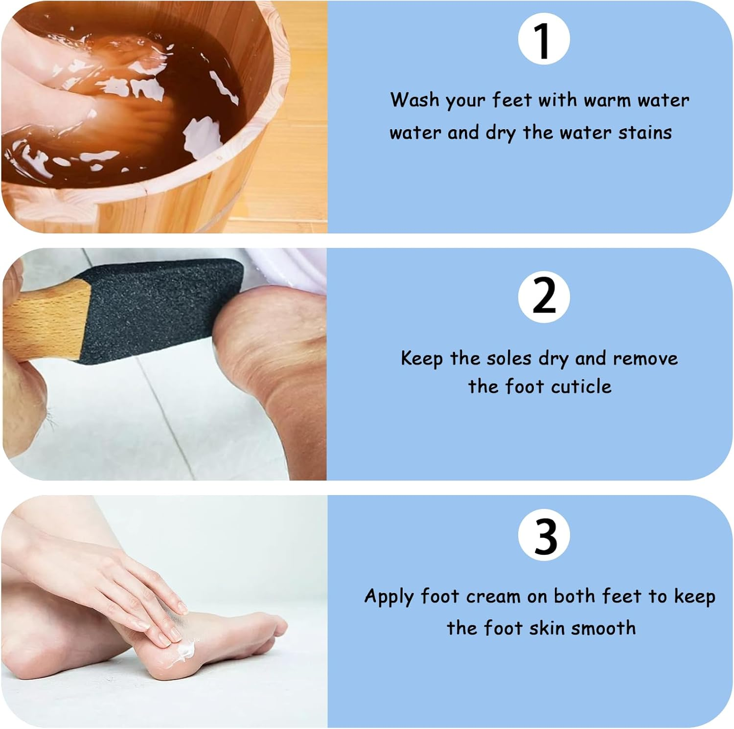 Pumice Stone for Feet, Black Foot Scrubber and Callus Remover, Beech Wood Handle with Black Silicon Carbide, Effective Heel Scraper and Foot Exfoliator for Pedicure image number 6