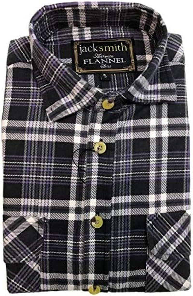 Jacksmith Men'S Authentic Flannel Vintage Flannelette Check Long Sleeve Shirt