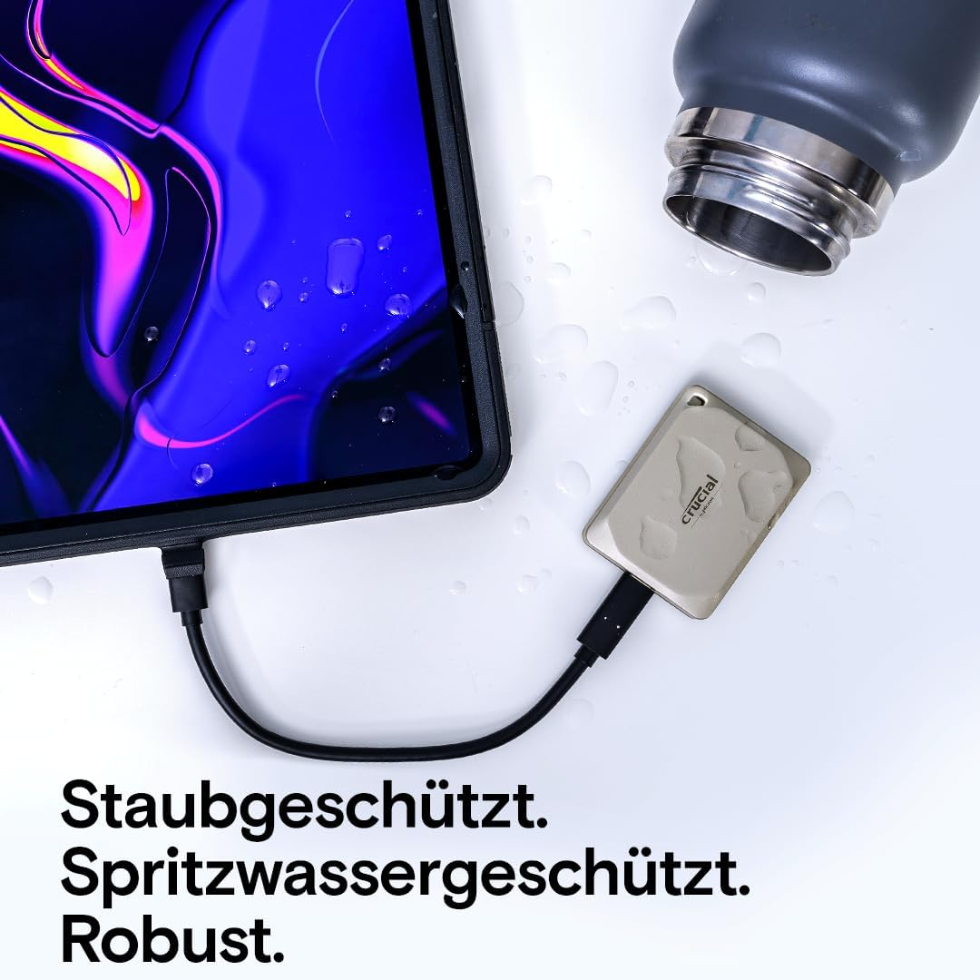 Crucial X9 Pro for Mac 2TB Portable External SSD - up to 1050Mb/S Read/Write, Mac Ready, External Solid State Drive, IP55 Water and Dust Resistant, USB-C 3.2 - CT2000X9PROMACSSD9B02 image number 5