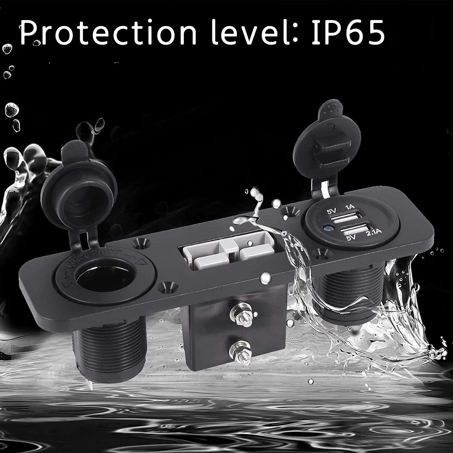 Bopfimer Flush Mount for Anderson Plug Socket Double USB Charger Socket Panel for Caravan Boat Truck image number 4