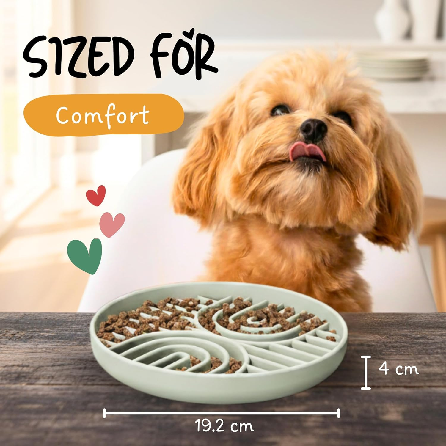 Tails & Whiskers Slow Feeder Dog & Cat Enrichment Bowl, Maze Rainbow Pattern anti Gulping Pet Food Bowl, 19 Cm (Blue) - Blue image number 4