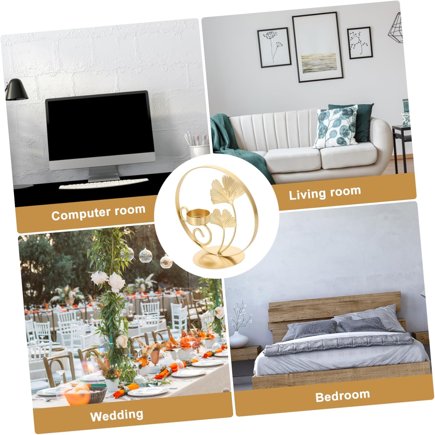 COHEALI Sturdy Iron Art Candle Holder Multi-Functional Table Votive Holder for Dinner Table Decor image number 4