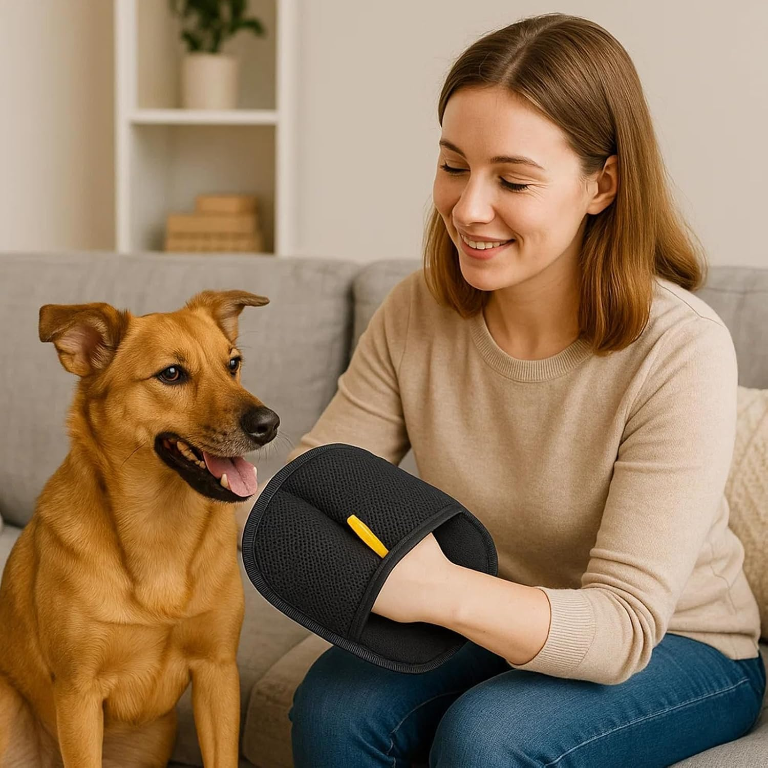 Fur Magnetic Gloves, Pack of 3 Pet Hair Remover Gloves, Cat Hair Removal, Pet Hair Glove for Smooth and Healthy Coat, High-Quality Velvet and Mesh Materials, 21 X 17.5 X 1 Cm image number 3