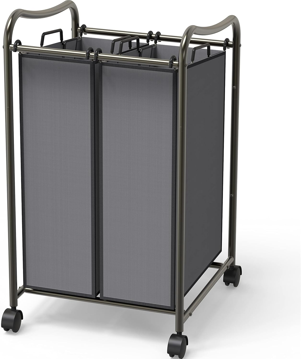 Simplehouseware 2-Bag Laundry Sorter Heavy Duty Laundry Basket Cart, Dark Grey image number 5