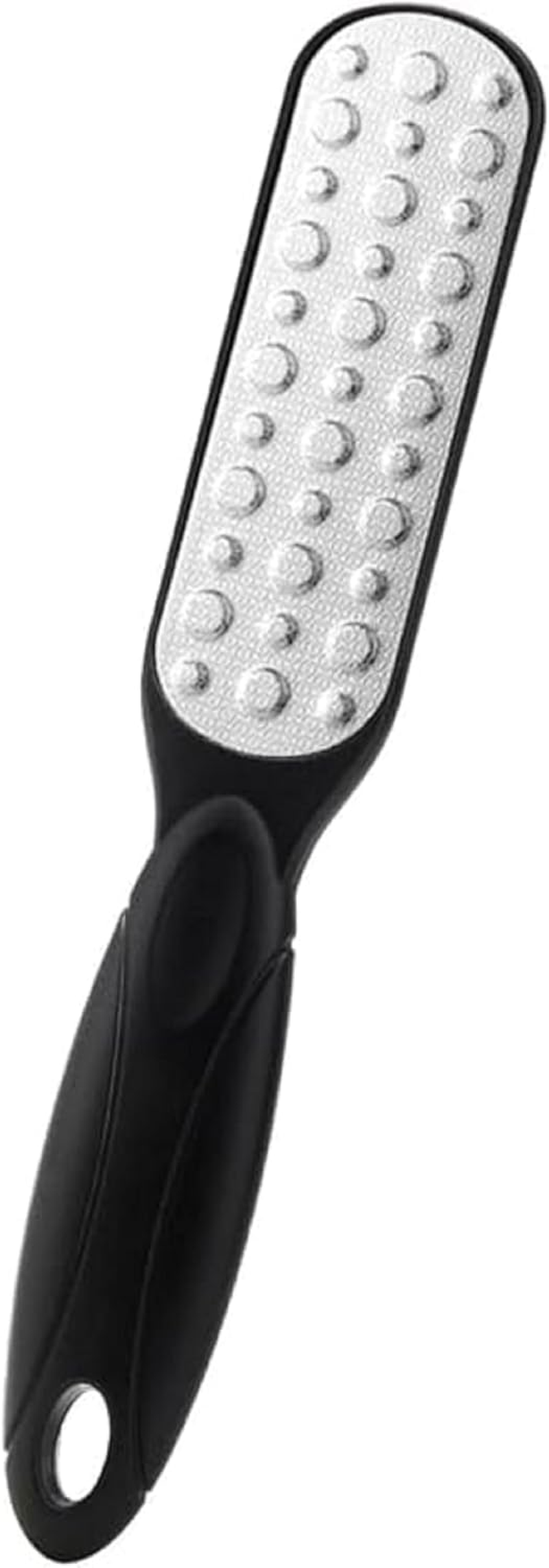 Two-Sided File - Pedicure Feet Scrubber with Handle for Callus, Dry, and Dead Skin Removal - Heel Scraper for Feet, Hands, and Body - Foot Filer for Use in Shower (Black, One Size)