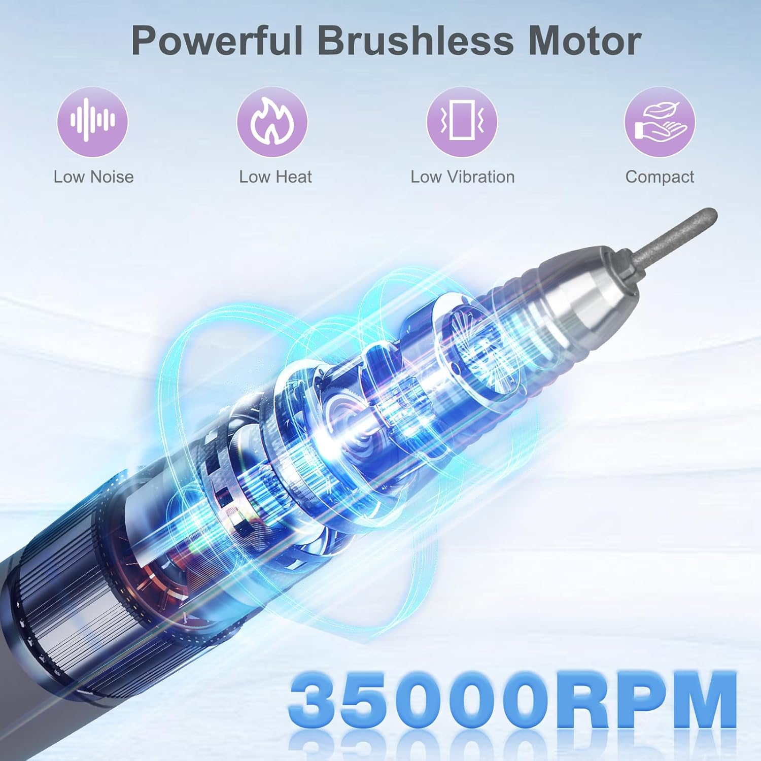 Nail Drill Handpiece for UP200 Machine, Homove 35000RPM Professional Electric Nail File Handle Replacement 3 Pins, Low Noise and Comfortable (Only Handpiece) image number 5