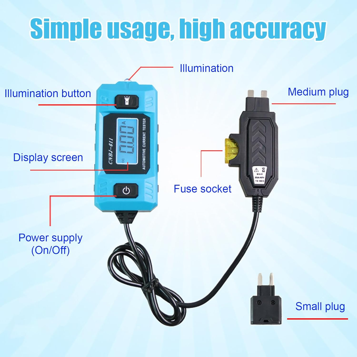 Car Circuit Tester | High Precision Portable Current Checker,Automotive Fault Probe Tester,For Professional Repair Personnel Vehicles Outdoor Fog Lights Horn Engine Radio image number 3