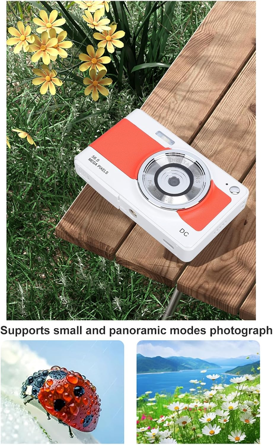 50MP 1080P Digital Camera - Autofocus, 8X Zoom, 2.8In Display Screen, Type C Fast Charging for Kids Teens Students (White and Orange) - Silver image number 7