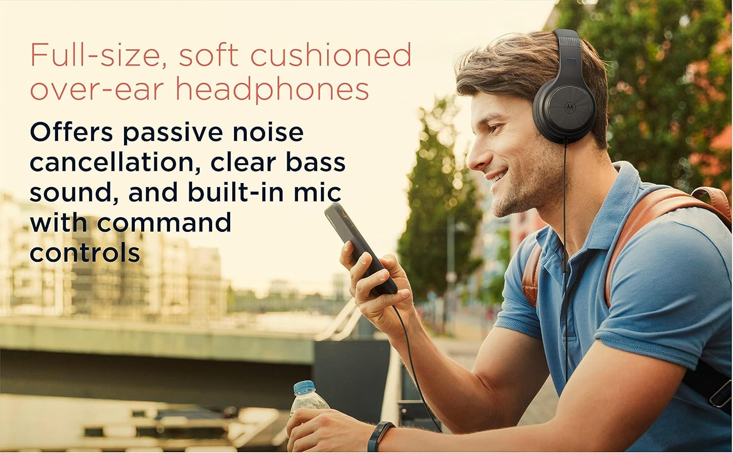 Motorola Sound Moto XT120 - Wired Headphones - Over-Ear Headphones - 120 CM Cable - Foldable Design - Passive Noise Isolation - Black