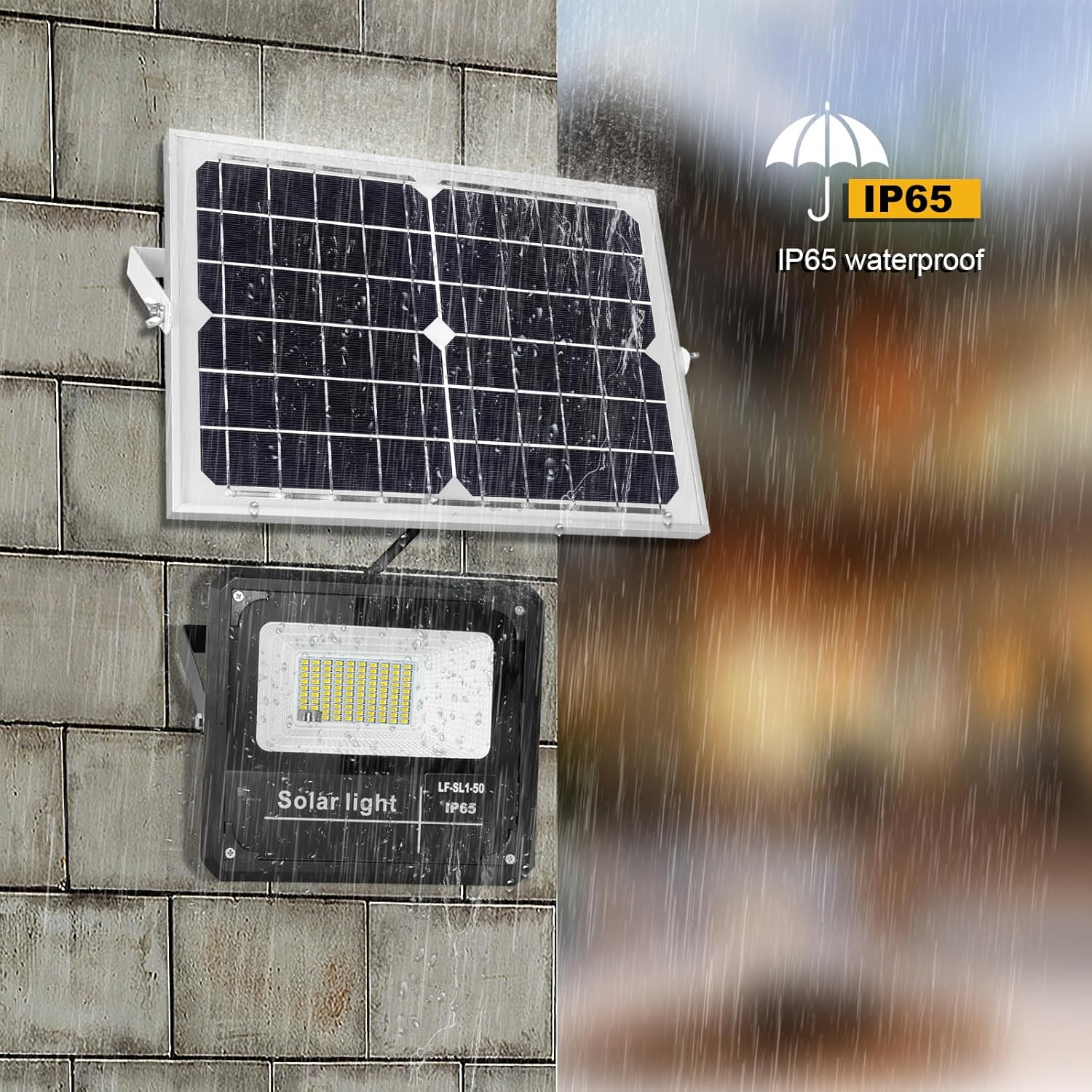 Ikuby Outdoor Solar Flood Light Dusk to Dawn 10W 6V 350*235Mm Solar Panels,96 Leds 1000 Lumens Waterproof IP65 with Remote Control,Security Lighting for Yard Garden Gutter Swimming Pool Pathway Area image number 5