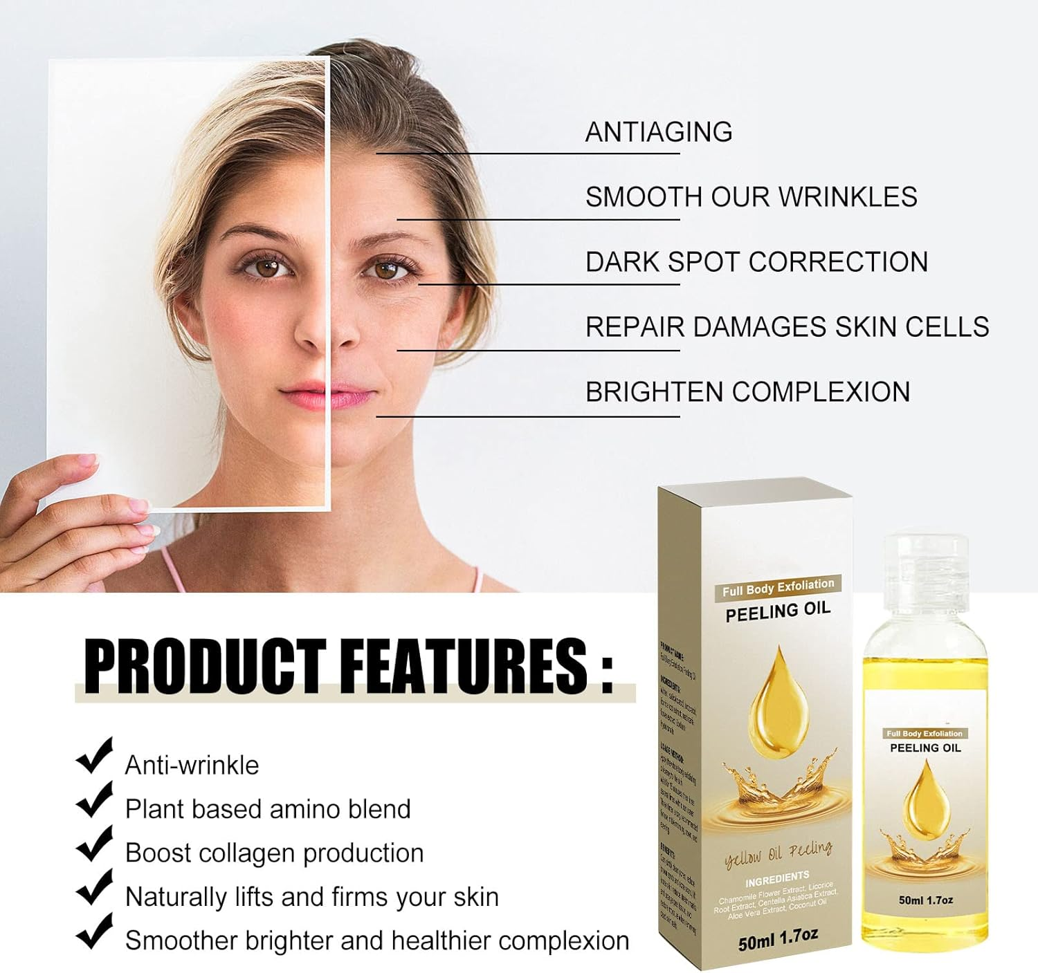 Fullbody Exfoliation Peelingoil, Body Exfoliate Peeling Oil, Old Yellow Peeling Oil, 2023 New Old Natural Spot Yellow Peeling Oil (3 Pcs) - 2 Pcs image number 2