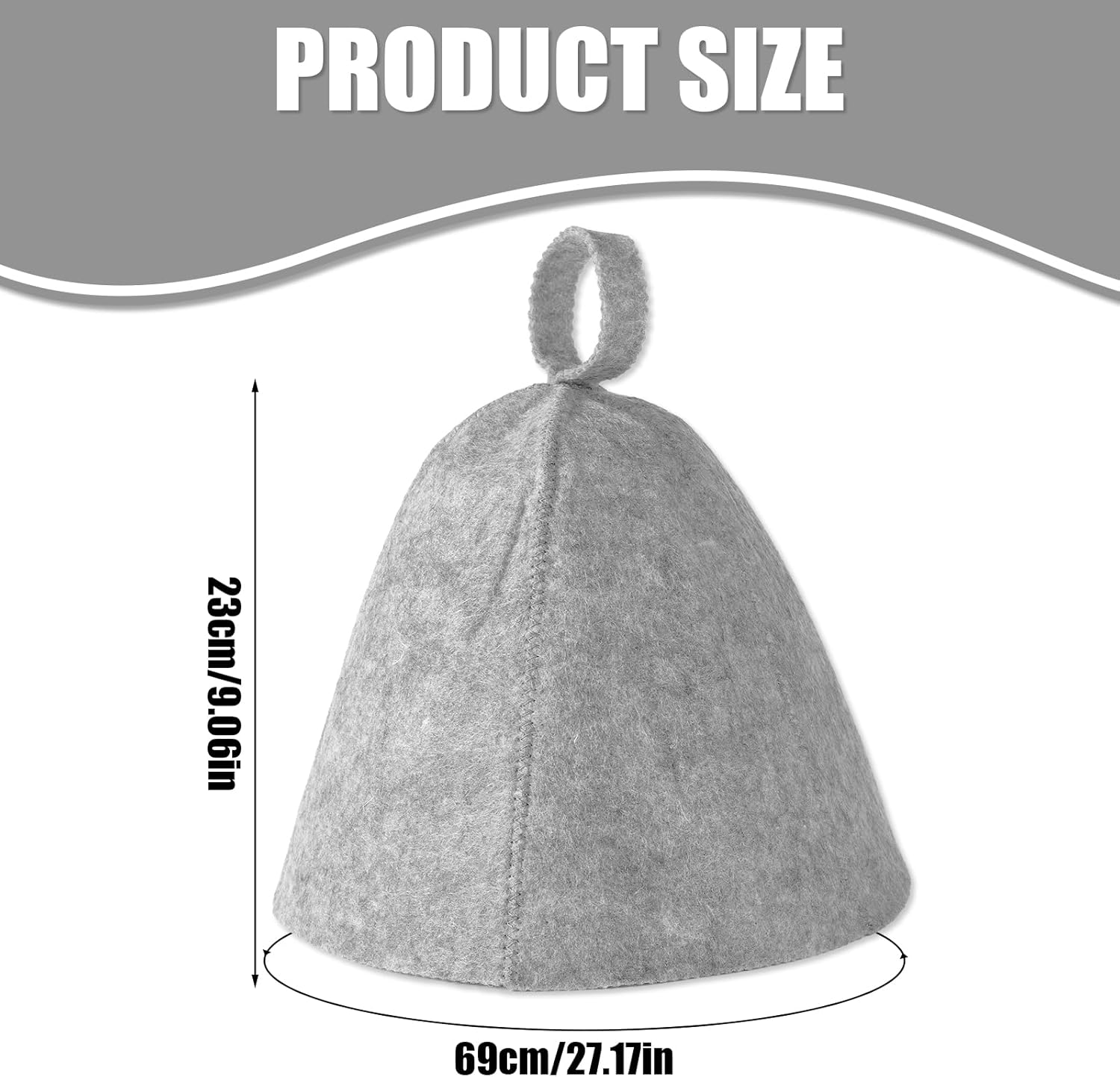 Lasuroa 2Pcs Sauna Hats, Felted Sauna Hat Banya Sauna Cap Steam Russian Sauna Cap Felt Sauna Hat Set Steam Bath Shower Sauna Accessories Universal for Women Men (Grey) image number 2