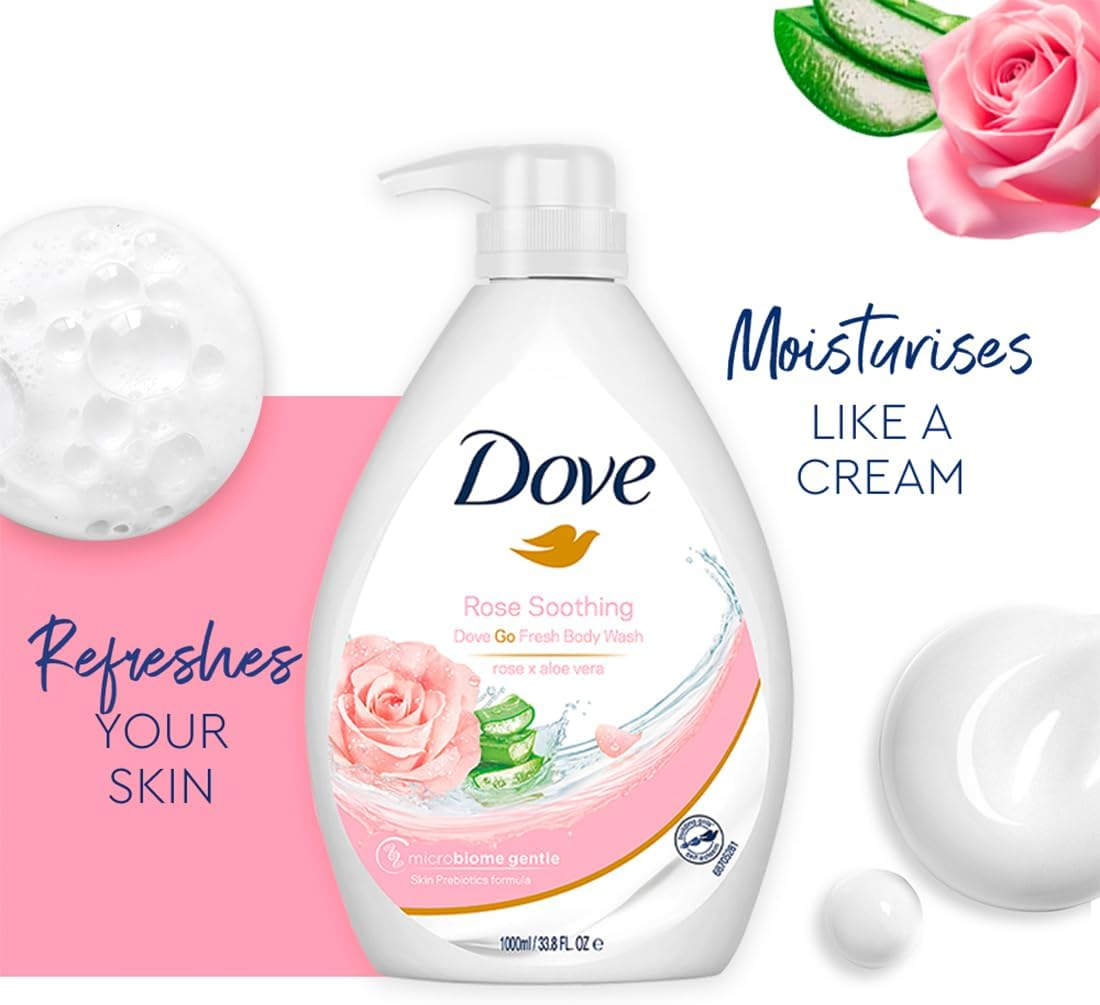 Dove Rose Soothing and Aloe Vera Body Wash 1000 Ml image number 4
