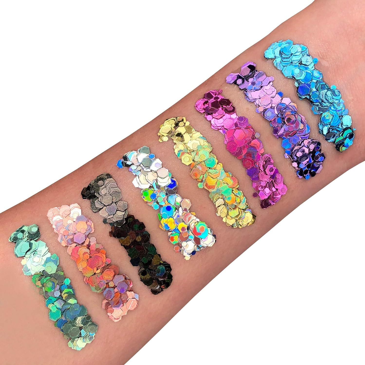 Holographic Chunky Face & Body Glitter Gel by Moon Glitter - 12Ml - Black - Glitter Face Paint - Blue image number 7