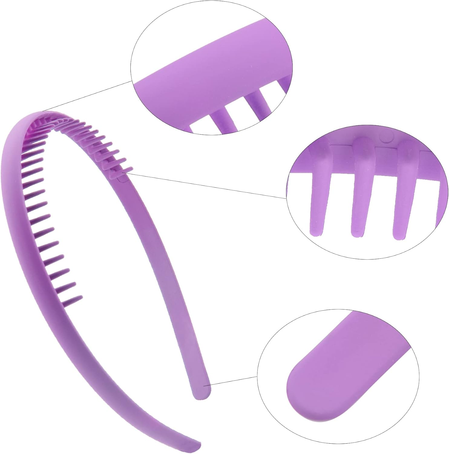 Duufin 12 Pieces Variety Plastic Hair Headbands with Non-Slip Teeth Combs for Girls and Women, 12 Colors image number 3