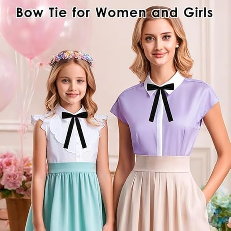 Bow Tie for Women, Western Ribbon Bow Tie, Colonel Adjustable Bowtie for School Uniform Shirt Wedding image number 6