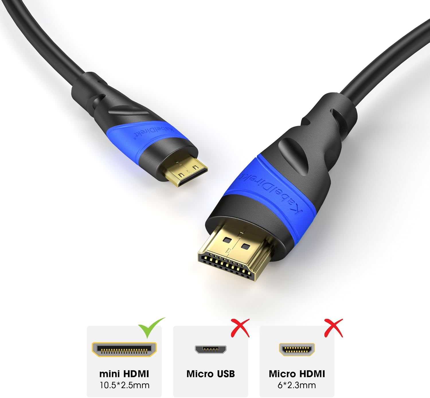Mini HDMI Cable with Break-Proof Design &ndash; 3M (HDMI-A to Mini-Hdmi, Bidirectional, 4K@60Hz for Ultra HD, High Speed with Ethernet, for Tablets/Cameras/Camcorders, Black) &ndash; Cabledirect image number 5