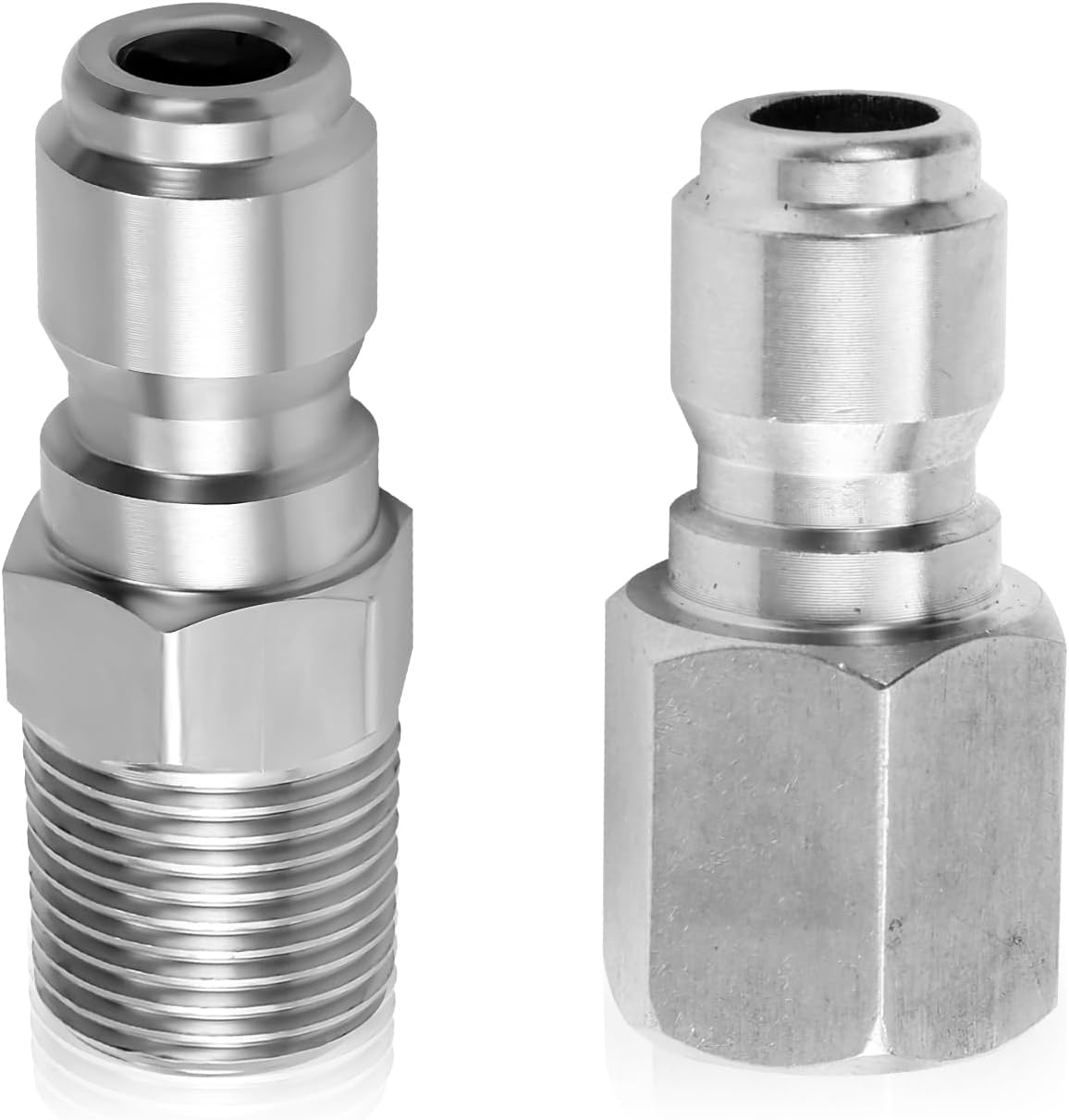NQEUEPN 2Pcs Fast Connect Pressure Washer Fittings, Stainless Steel Pressure Water Gun Connectors 1/4 Fast Connect Plug(Internal Thread, External Thread) image number 5