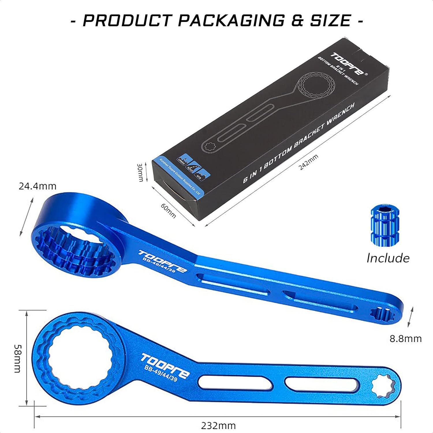 KIEVODE 6-In-1 Bike Bottom Bracket Tool for 12/16-Notch 39/41/44/46/49Mm External Cups Lockring and Crank Arm Cap Install Removal - Wrench for Shimano, SRAM, FSA, Rotor, Chris King, Truvativ GXP, Etc image number 4