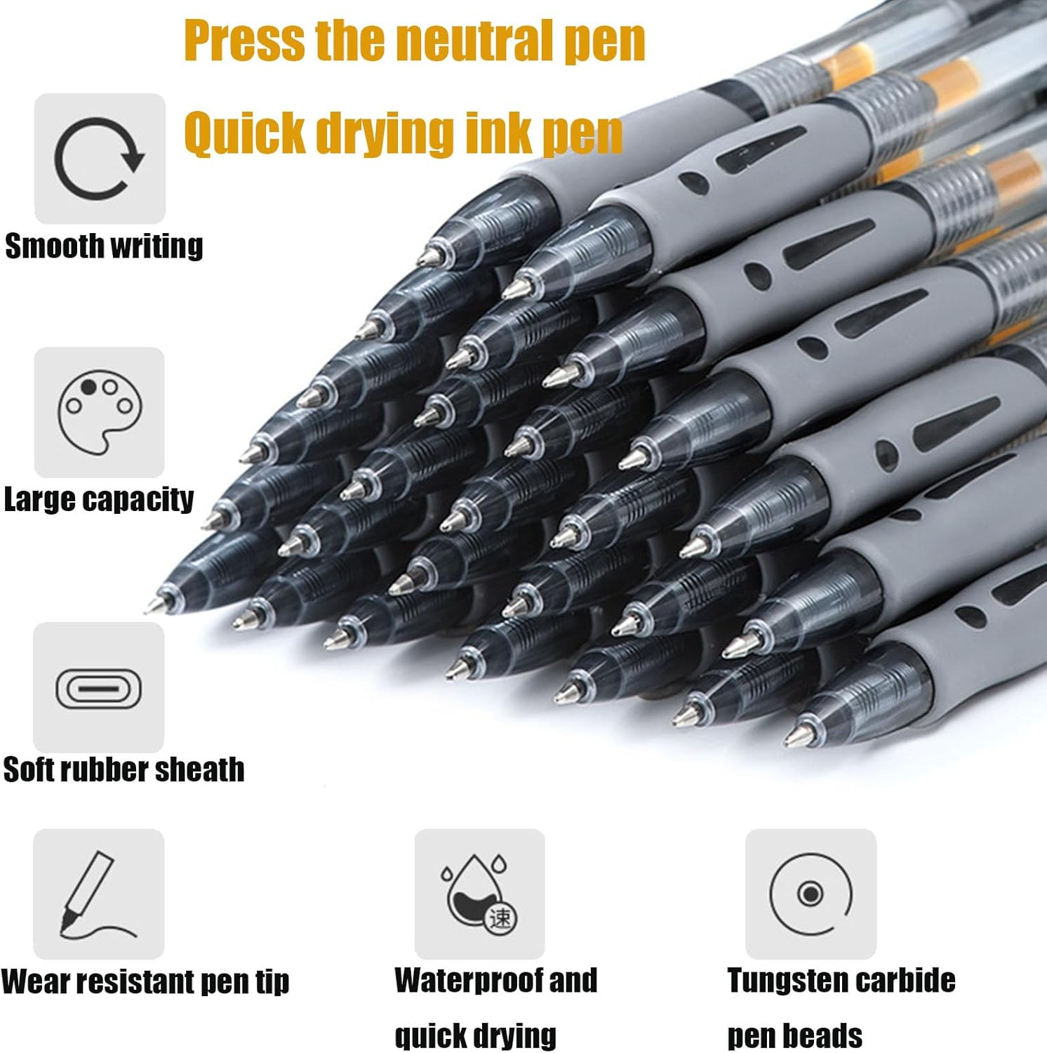 Retractable Fine Gel Pen, Black Gel Pen Fine Point Retractable Gel Ink Rollerball Pens for Smooth Writing (0.5Mm) (12PCS) image number 4
