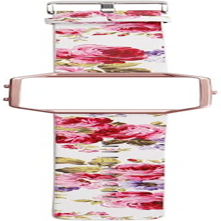 Women Flower Strap for Fitbit Blaze Bands, Genuine Soft Leather Replacement Wristband Bracelet Metal Frame for Fitbit Blaze Smart Fitness Watch image number 1