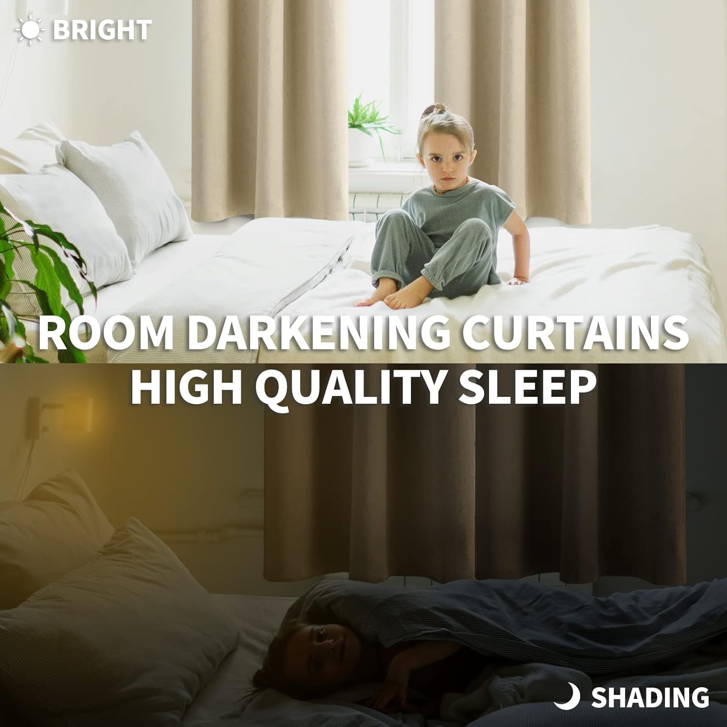 Bgment Beige Room Darkening Curtains 45 Inches Long - Rod Pocket Thermal Insulated Blackout Window Drapes for Short Bedroom Kitchen Cafe, 42 X 45 Inch, 2 Panels image number 3