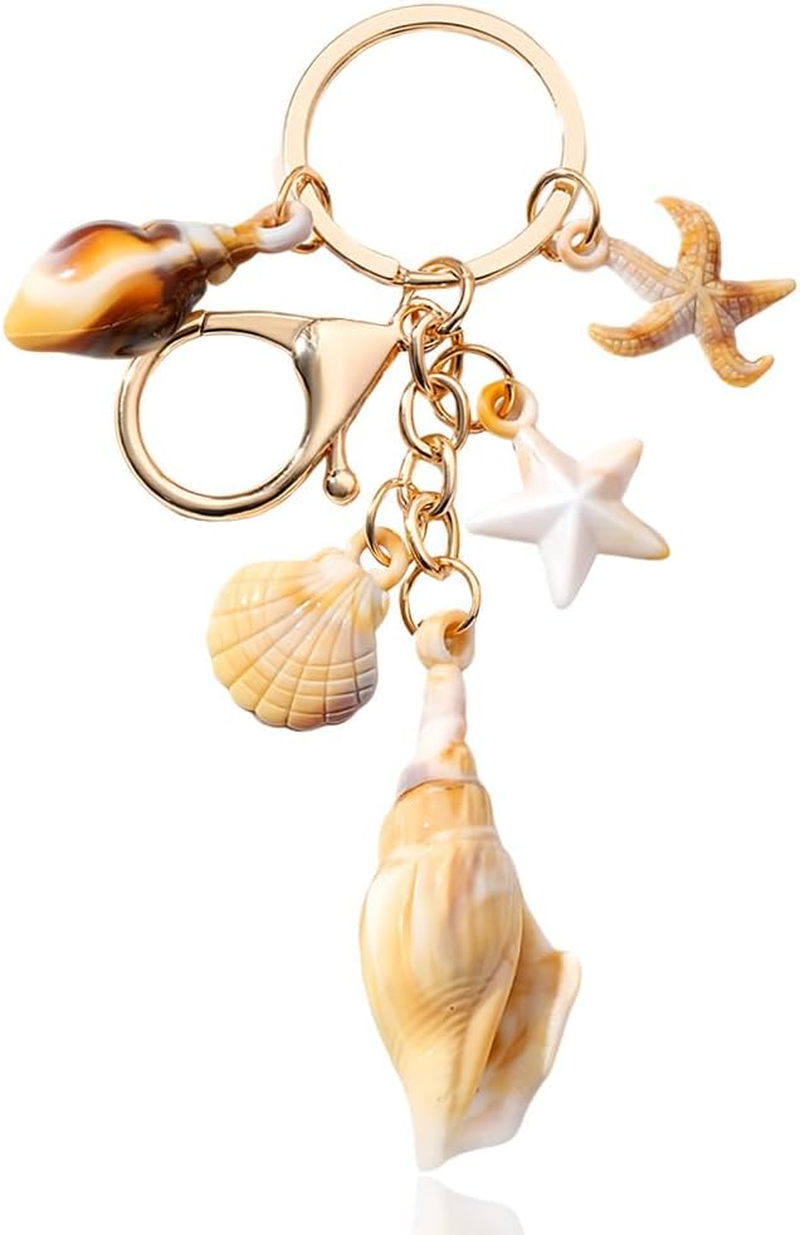 Seashell Purse Charms for Tote Bags Beach Accessories for Backpack Purse Girls Women Beach Themed Gift Keychain Seashell