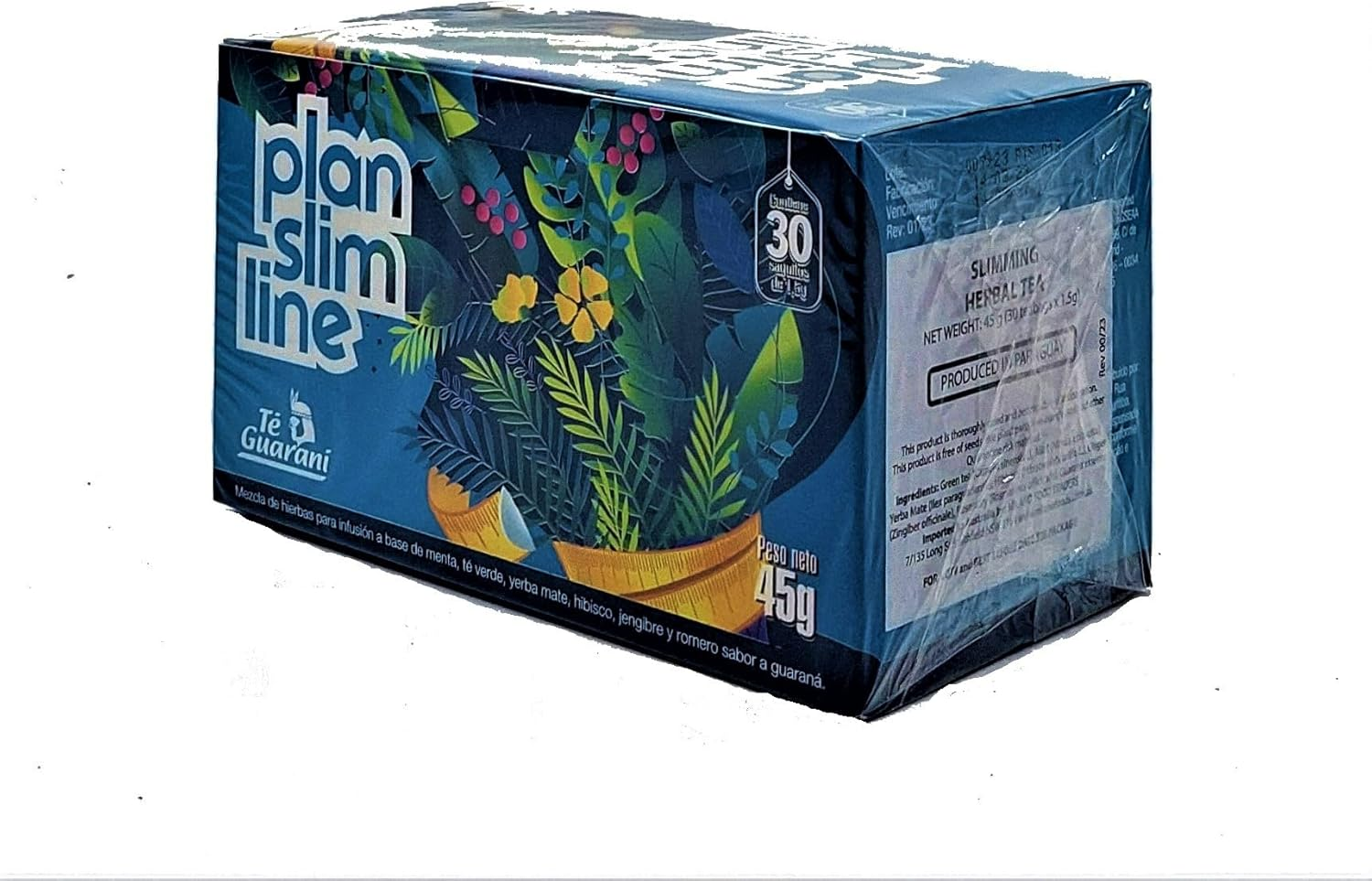 Te Guarani Plan Slim Line Herbal Tea 30 Teabags for Healthy Weight Support, Caffeine Free, Herbal Tea with Green Tea, Mint, Yerba Mate, Hibiscus, Ginger, Rosemary image number 2
