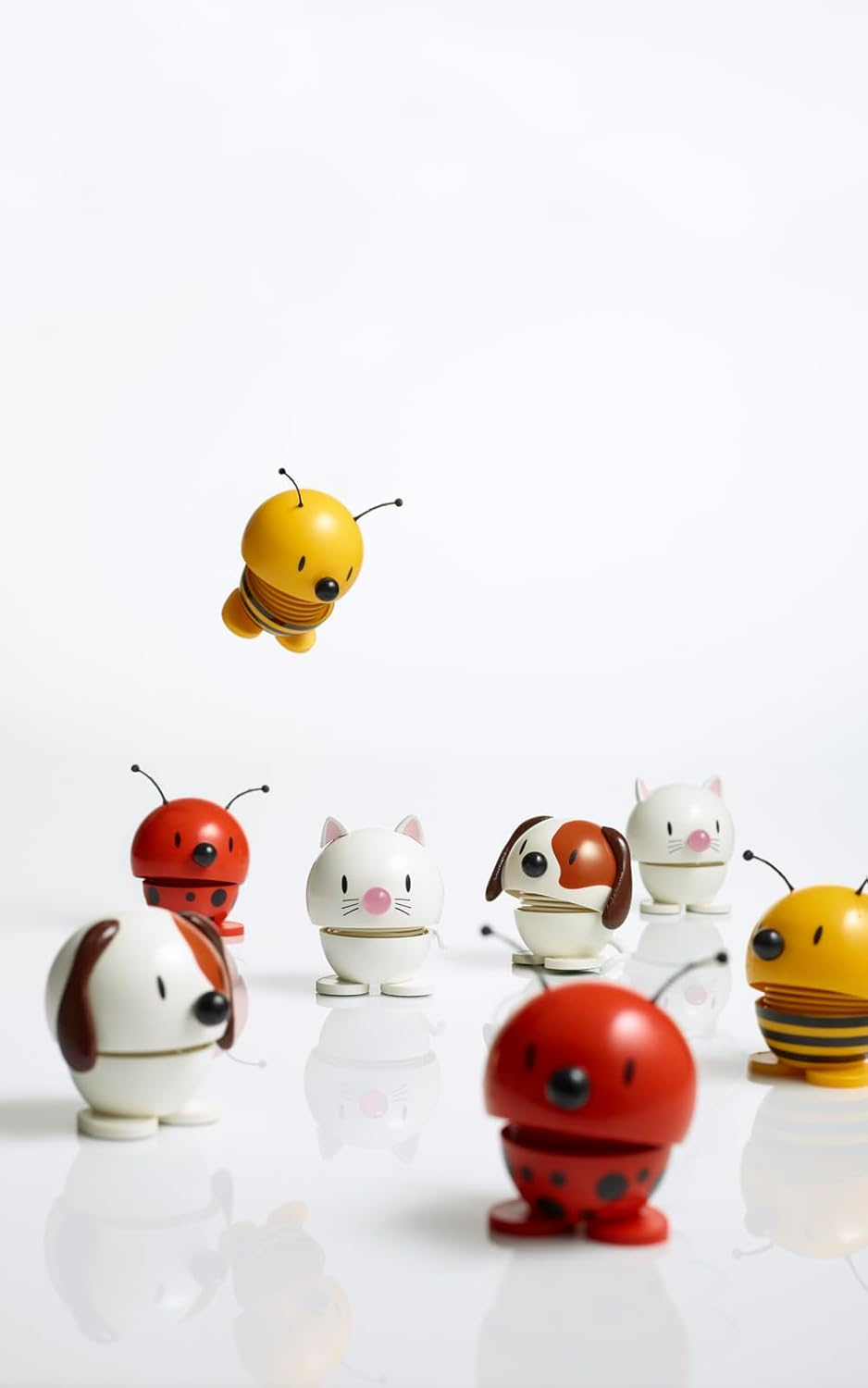 Hoptimist Bumble Bee, Yellow, Home Decor Ornament - Danish Design, Plastic W/Metal Spring, Small - Creates Cheerful Movement