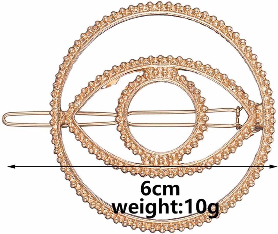 Yheakne Vintage Evil Eye Hair Clip Geometric Hair Clip Gold round Hair Clip Pin Hollow Eye Head Clip Decorative Headwear Hair Accessories for Women and Girls (Gold) - Gold image number 6