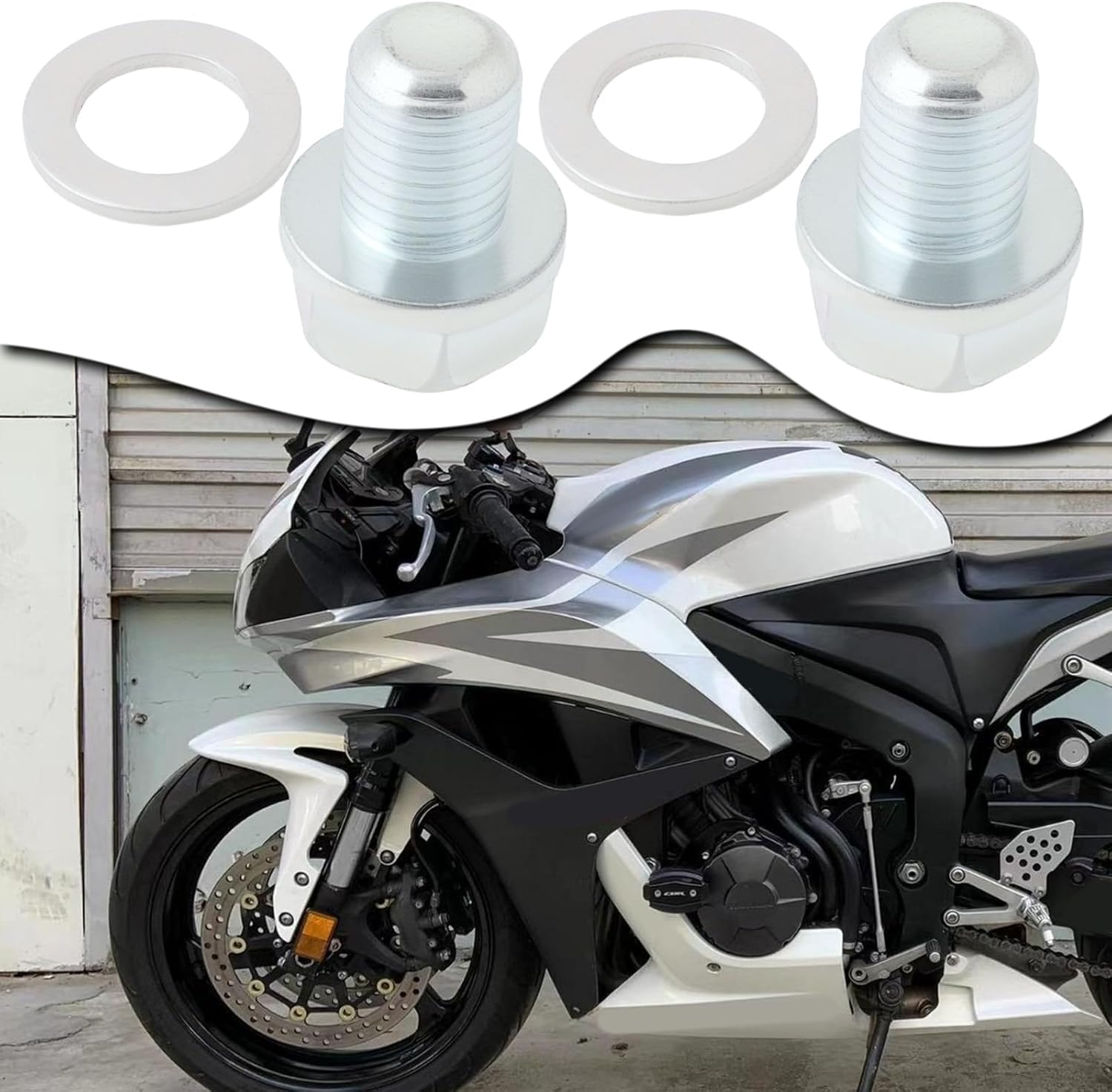 Emagtech 2Set Motorcycle Sump Bolt Plug M12*1.5 with Washer, Oil Drain Plug 92800-12000, 90407-259-000 Compatible with Honda CBF600 CBF1000 CBR125 CBR250 CBR600F image number 2