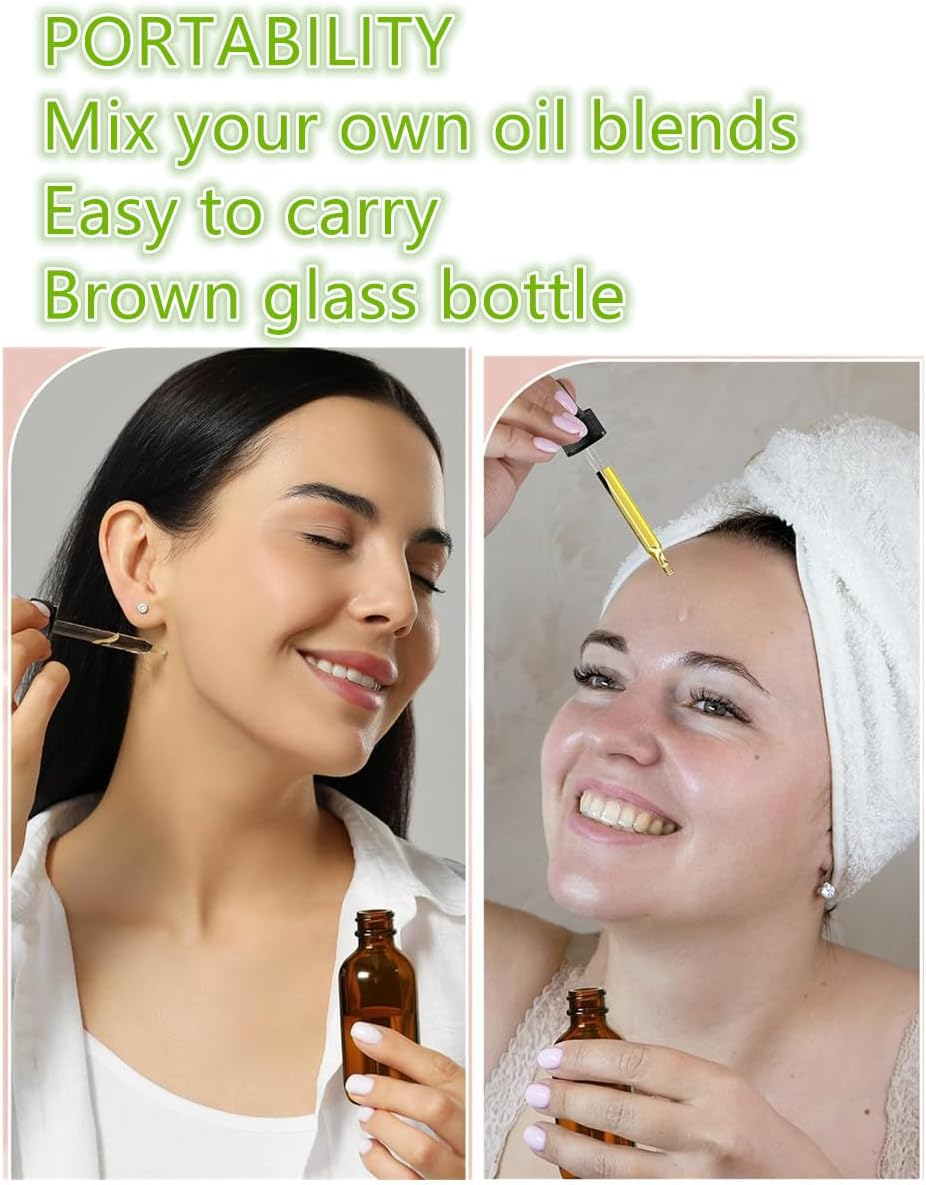 2 Pcs Amber round Reusable 30 Ml with Droppers Glass Bottles, Bottles for Essential Oil Blends, Perfumes, Aromatherapy and Chemistry Lab image number 6