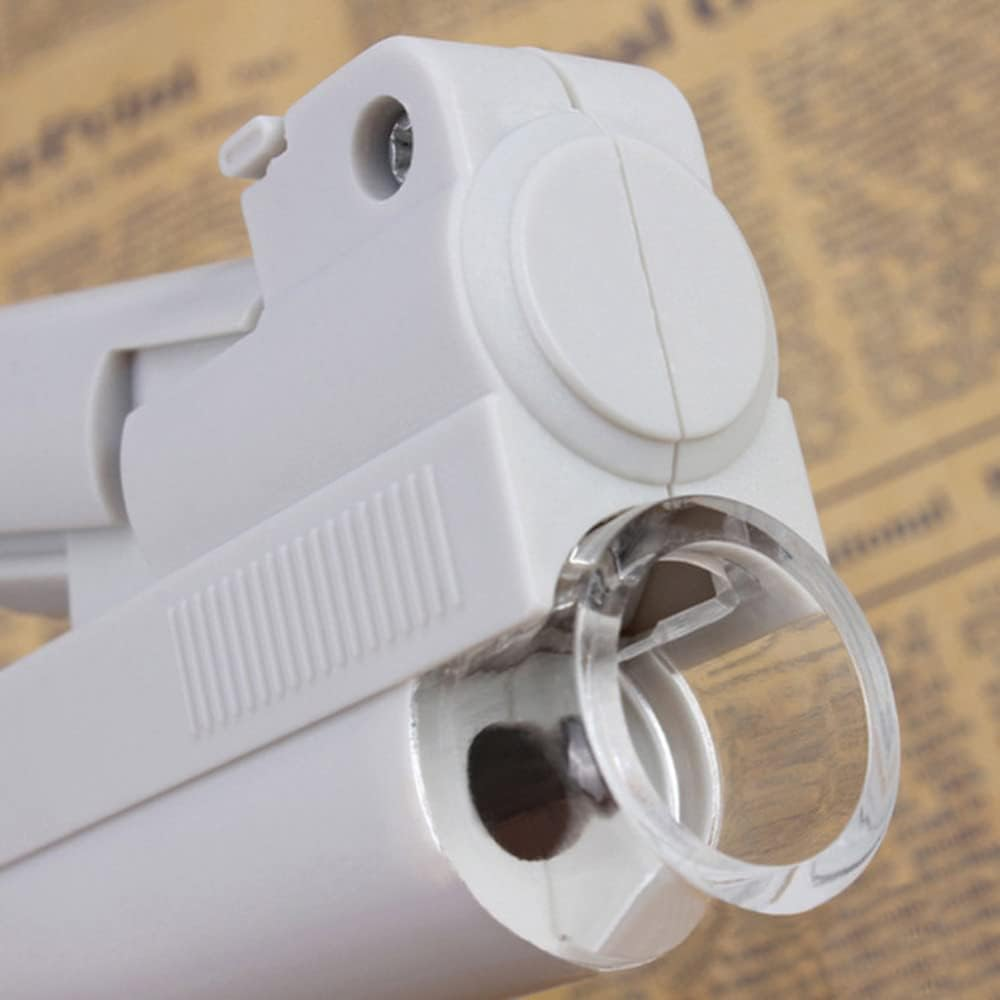 Meichoon Handheld 100X Magnifier High Magnification Loupe Zoom Dual Tube Led Light Portable Microscope for Jewelrylaboratory Work Hobbyists Collectors UC55, White image number 1