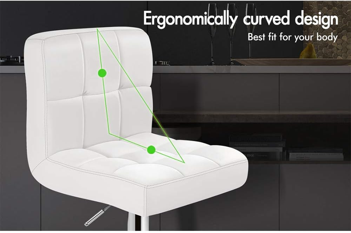 ALFORDSON Bar Stool 2Pcs Adjustable Kitchen Barstools Swivel Counter Dining Chair in 62-83Cm Seat Height with Anti-Slip Floor Protector for Home Bar Dining Room (Ralph White) image number 2