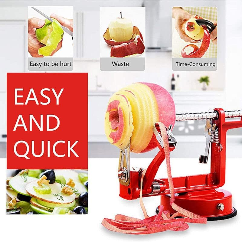 AIMALL 3 in 1 Apple Peeler Red Kitchen Tool Slinky Machine Fruit Cutter Slicer Corer image number 5