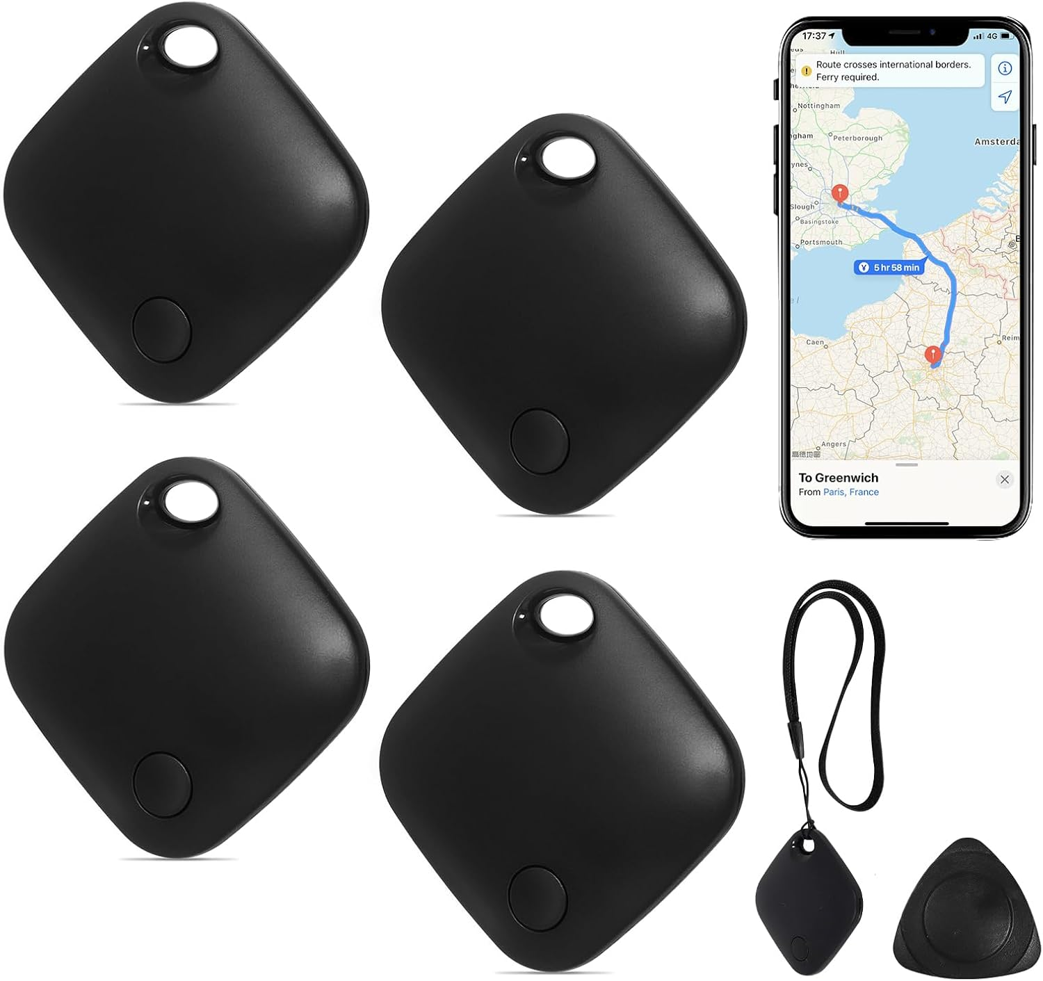 AURTEC Smart GPS Tracker for Pets, Vehicles, Keys & Luggage - Compatible with Apple Find My App (Ios Only), Real-Time Global Location Tracking, Long Battery Life, Geo-Fencing, 4 Pack image number 5