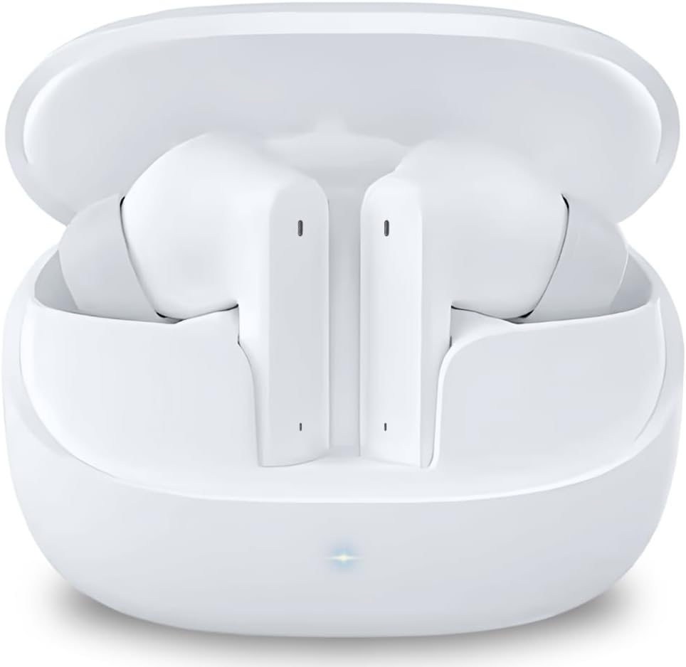 TRON TECH TWS Pro Wireless Earbuds with Active Noise Cancelling, Bluetooth 5.3, Lightweight, Wireless Charging Case, Built-In Microphone, Premium Sound for Ios Android, Pure White image number 5