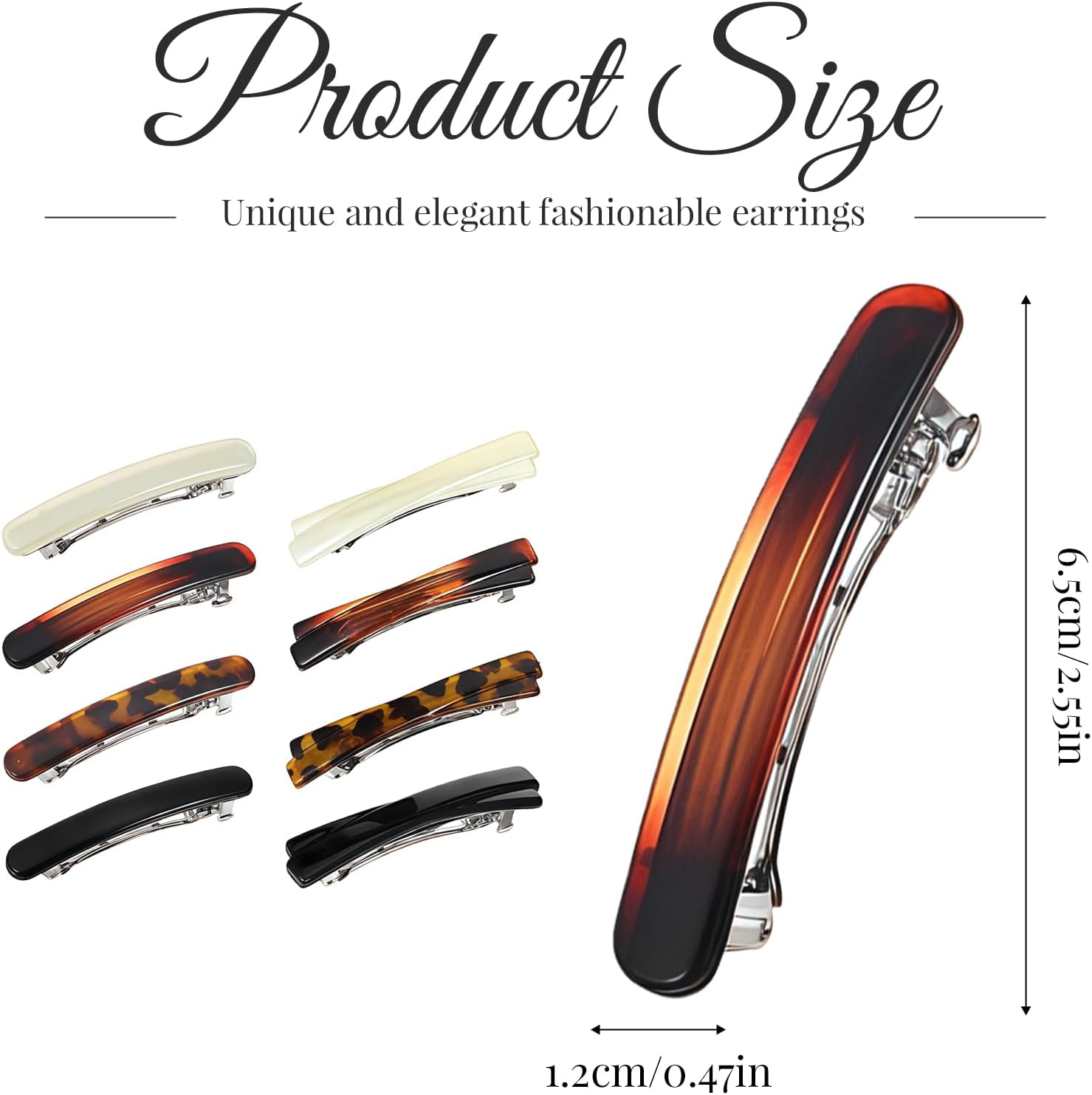 8 Pcs Hair Clips, Tortoise Shell Hair Clips Women and French Hair Clip Set for Girls, Ladies for Daily Styling, Parties, Work (Multi-Colour) image number 3