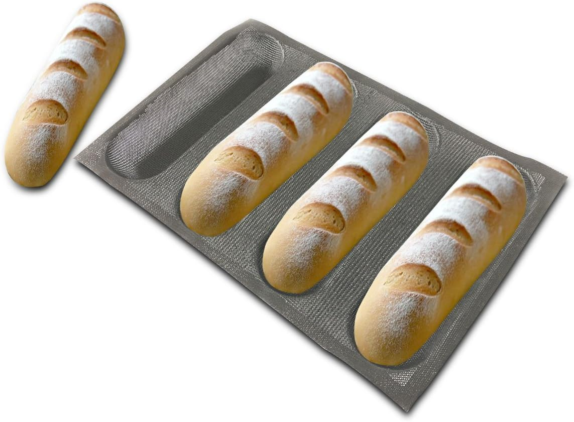 Bluedrop Silicone Bread Forms for Hot Dog Baking Molds Sandwich Making Sheet 4 Caves 9 Inches Loaf Eclair Mats image number 3